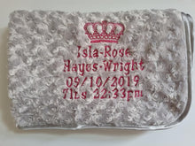 Load image into Gallery viewer, grey full personalisation Rosebud Blanket
