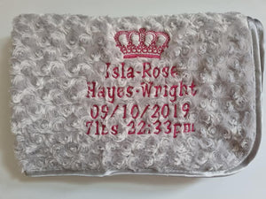 grey full personalisation Rosebud Blanket