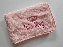 Load image into Gallery viewer, Pink Rosebud blanket NAME ONLY
