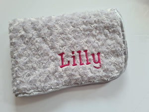 Grey Rosebud blanket NAME ONLY