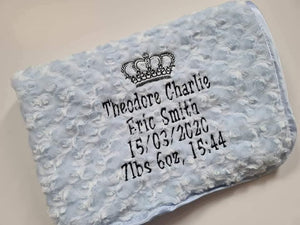 Blue full personalisation Rosebud Blanket
