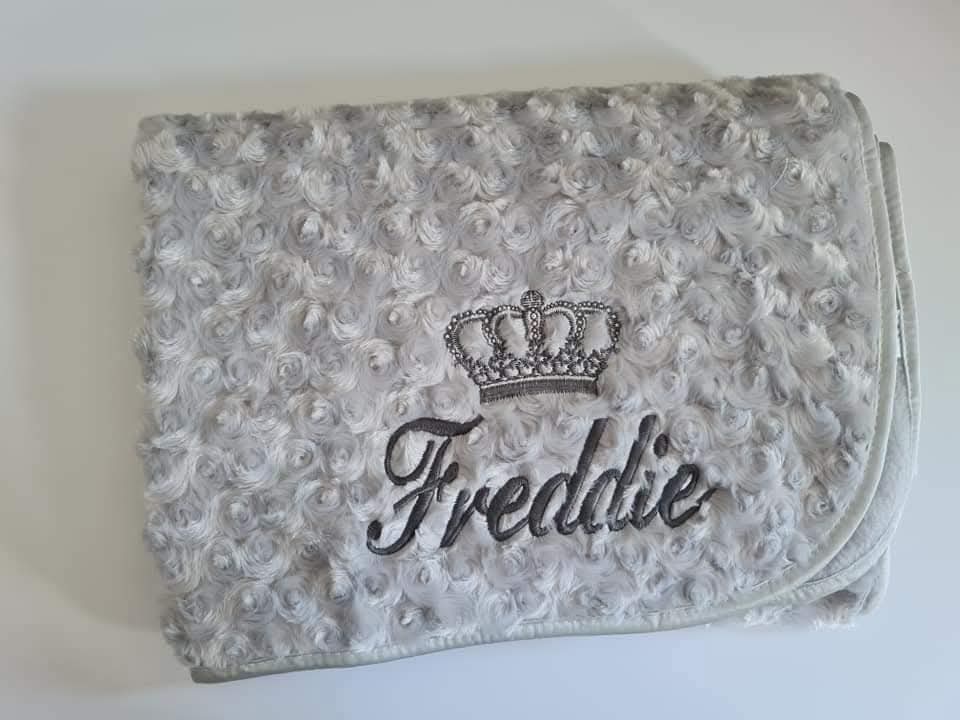 Grey Rosebud blanket NAME ONLY