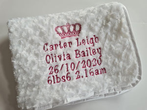 white full personalisation Rosebud Blanket