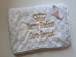 white full personalisation Rosebud Blanket