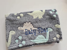 Load image into Gallery viewer, Dinosaur Blanket. NAME only
