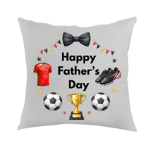 Load image into Gallery viewer, Personalised Football Father’s Day Cushion – Custom Dad Football Fan Gift Pillow

