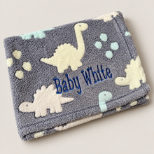 Load image into Gallery viewer, Dinosaur Personalised Blanket. NAME only
