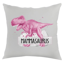 Load image into Gallery viewer, Personalized “Mamasaurus” Pink Dinosaur Pillow
