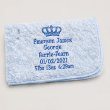 Load image into Gallery viewer, Blue personalised full embroidered Rosebud Blanket comforter
