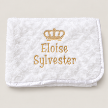 Load image into Gallery viewer, White Full Personalised Embroidered Rosebud Blanket Comforter
