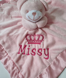 Personalised pink bear Comforter