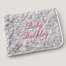 Load image into Gallery viewer, grey full personalised embroidered baby Rosebud Blanket comforter
