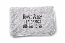 Load image into Gallery viewer, grey full personalised embroidered baby Rosebud Blanket comforter
