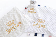 Load image into Gallery viewer, Personalised Embroidered Baby Blanket, Taggie &amp; Comforter Gift Set

