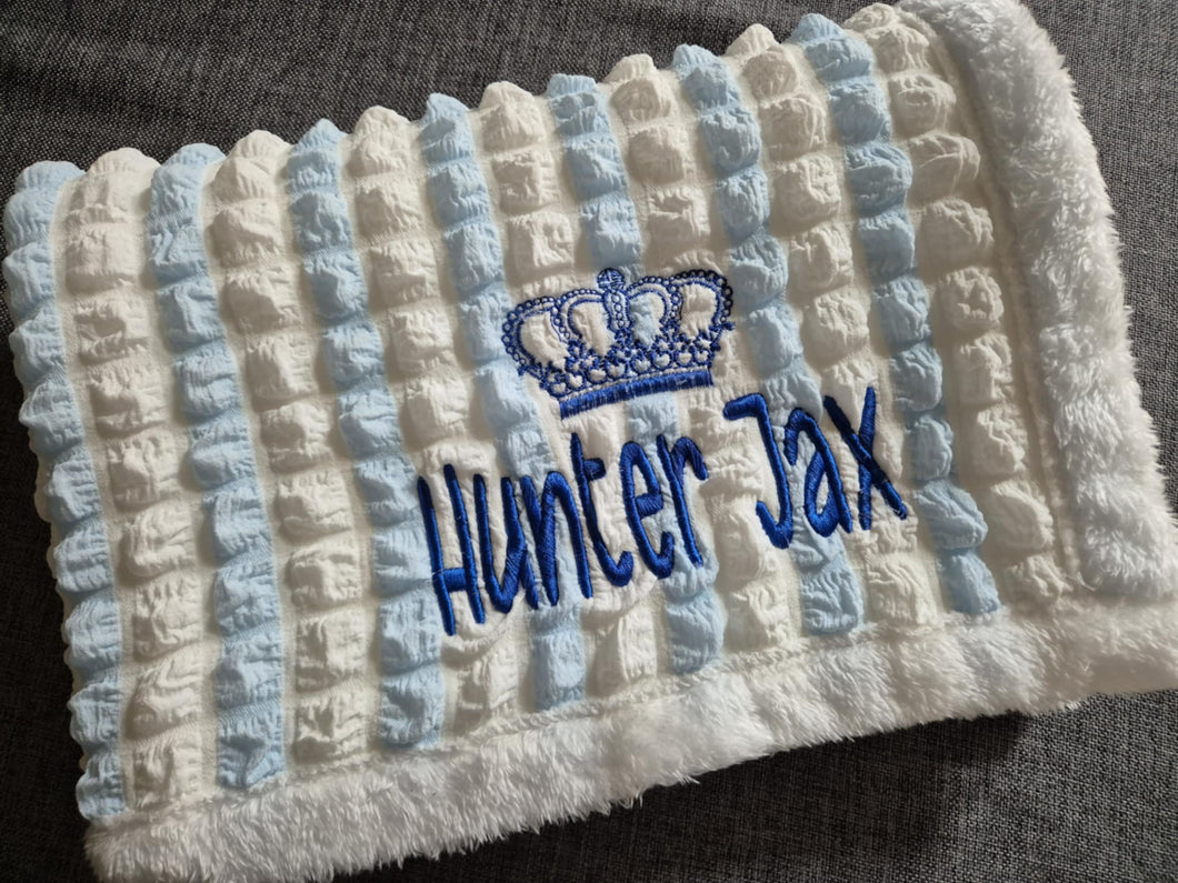 Blue & White blanket NAME ONLY
