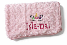 Load image into Gallery viewer, Embroidered Personalised Girl Unicorn Blanket Comforter Baby Gift
