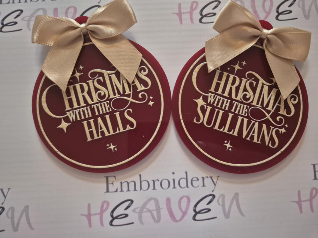 Luxury Red Family Tree Bauble – Gold Personalised Writing