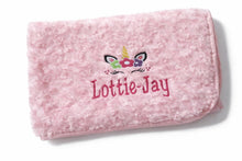 Load image into Gallery viewer, Embroidered Personalised Girl Unicorn Blanket Comforter Baby Gift
