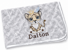 Load image into Gallery viewer, Tiger Personalised Embroidered Blanket with name
