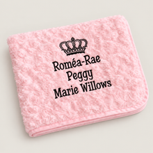 Load image into Gallery viewer, pink full personalisation Rosebud Blanket

