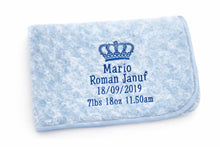 Load image into Gallery viewer, Blue personalised full embroidered Rosebud Blanket comforter
