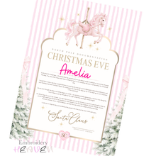 Load image into Gallery viewer, Personalised Christmas Eve Letter from Santa | Pink Carousel Design | A4

