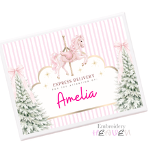 Load image into Gallery viewer, Personalised Empty Christmas Eve Box -Pink Carousel Design
