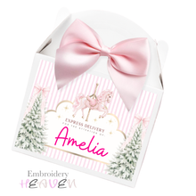 Load image into Gallery viewer, Personalised Christmas Treat Box Pink Carousel Gift Box
