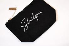 Load image into Gallery viewer, Personalized Black Accessory Bag | Custom Name Makeup &amp; Travel Pouch
