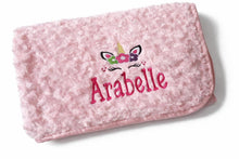 Load image into Gallery viewer, Embroidered Personalised Girl Unicorn Blanket Comforter Baby Gift
