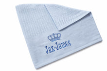 Load image into Gallery viewer, Blue Personalised Embroidered Circular Baby Blanket Comforter
