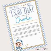 Load image into Gallery viewer, Personalised Blue Elf Behaviour Warning Letter – A4 Christmas Print
