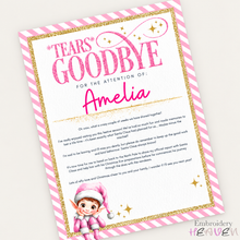 Load image into Gallery viewer, Personalised Pink Elf Goodbye Letter – A4 Christmas Farewell Print
