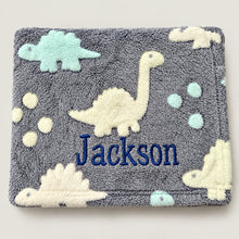 Load image into Gallery viewer, Dinosaur Personalised Blanket. NAME only
