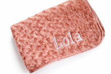 Load image into Gallery viewer, Rose Gold personalised embroidered Rosebud blanket NAME ONLY
