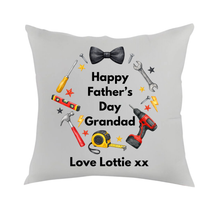 Load image into Gallery viewer, Personalised DIY Tools Father’s Day Cushion – Custom Daddy Gift Pillow
