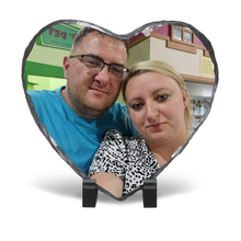 Load image into Gallery viewer, Heart Personalised Slate Photo memory gift
