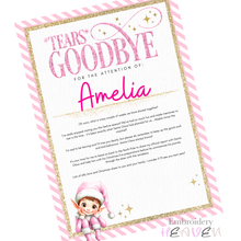 Load image into Gallery viewer, Personalised Pink Elf Goodbye Letter – A4 Christmas Farewell Print

