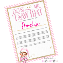 Load image into Gallery viewer, Personalised Pink Elf Behaviour Warning Letter – A4 Christmas Print
